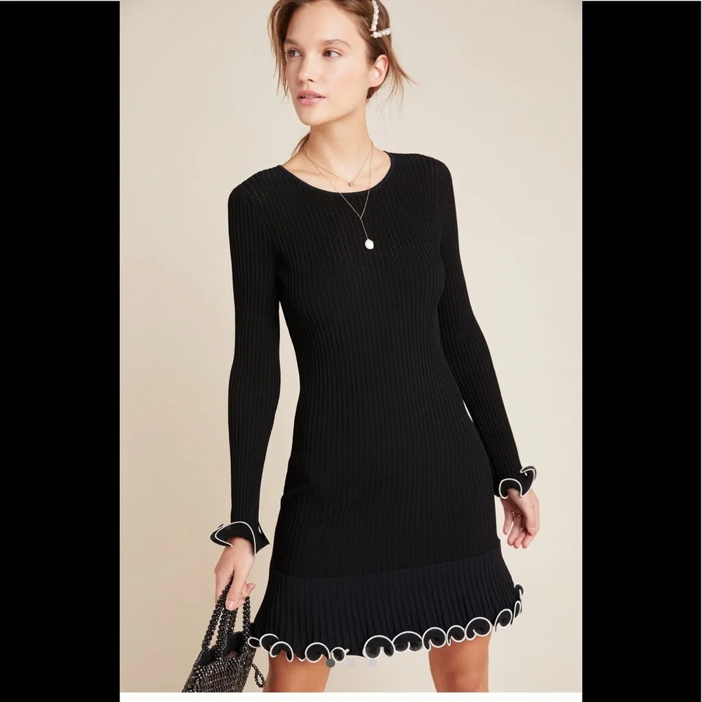 ANTHROPOLOGIE NWT MONIQUE LHUILLIER SONA KNIT MINI DRESS 🖤